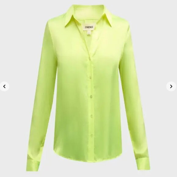 L'AGENCE Tops - L'Agence Neon Citrus Tyler Silk Blouse Size XS